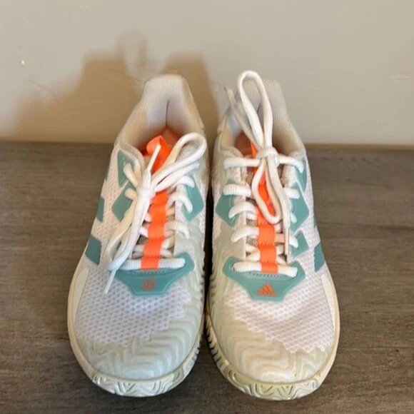 Adidas Barricade Parley Women's White and Teal tennis & pickleball shoes - Picture 5 of 6